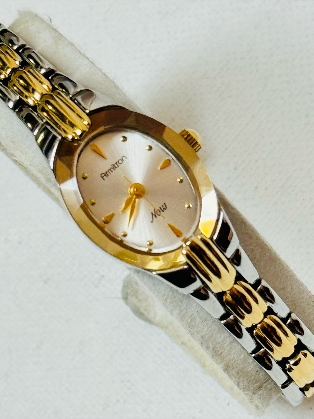 Armitron Now Small Face Oval Women's Two Tone Dress Watch Silver Gold 75/3313TTS